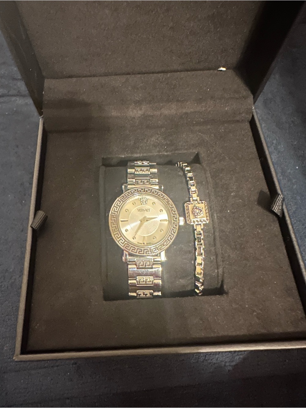 Versace Gold-Tone Medusa Dial Watch with Gold Bracelet